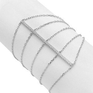Silver 925 Rhodium Plated CZ Line Multi Chain Bracelet